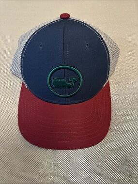 Vineyard Vines Navy & Maroon Whale Patch Hat
